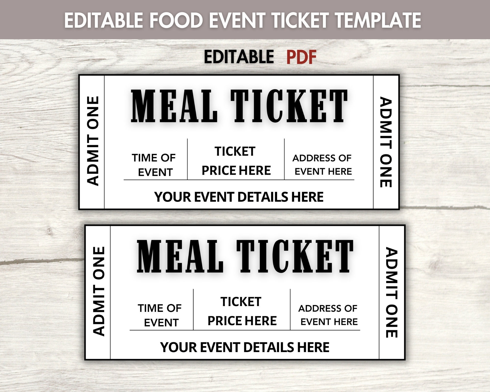 Editable Food Event Ticket Template Meal Ticket Printable Ticket Food Ticket Template event Ticket Pdf Ticket Template Instant Download Etsy