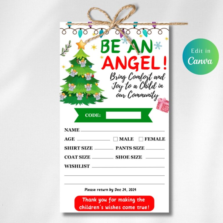 Editable Giving Tree Gift Tag Angel Tree Gift Tag Christmas 