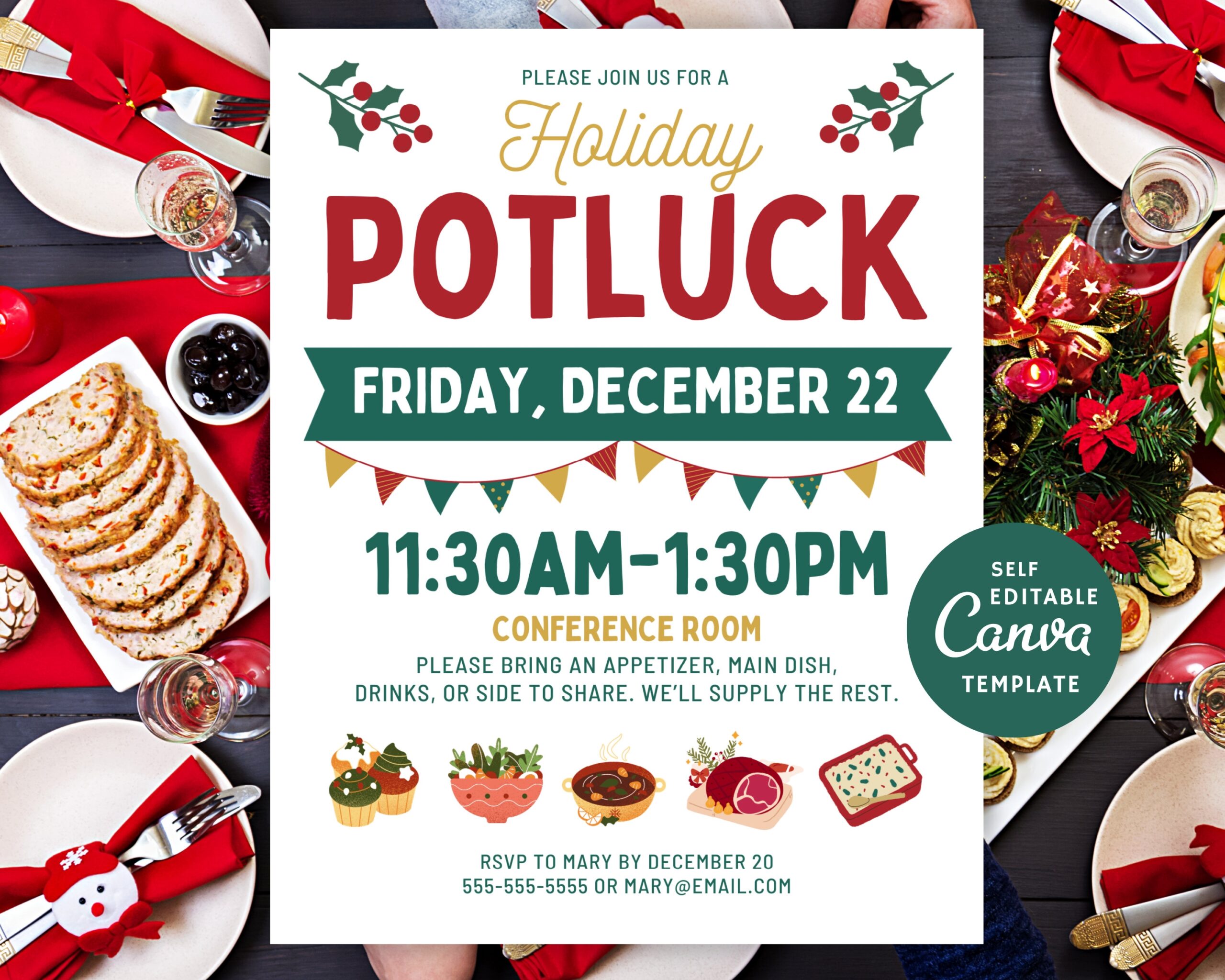 Christmas Potluck Invitation Template Free Printable