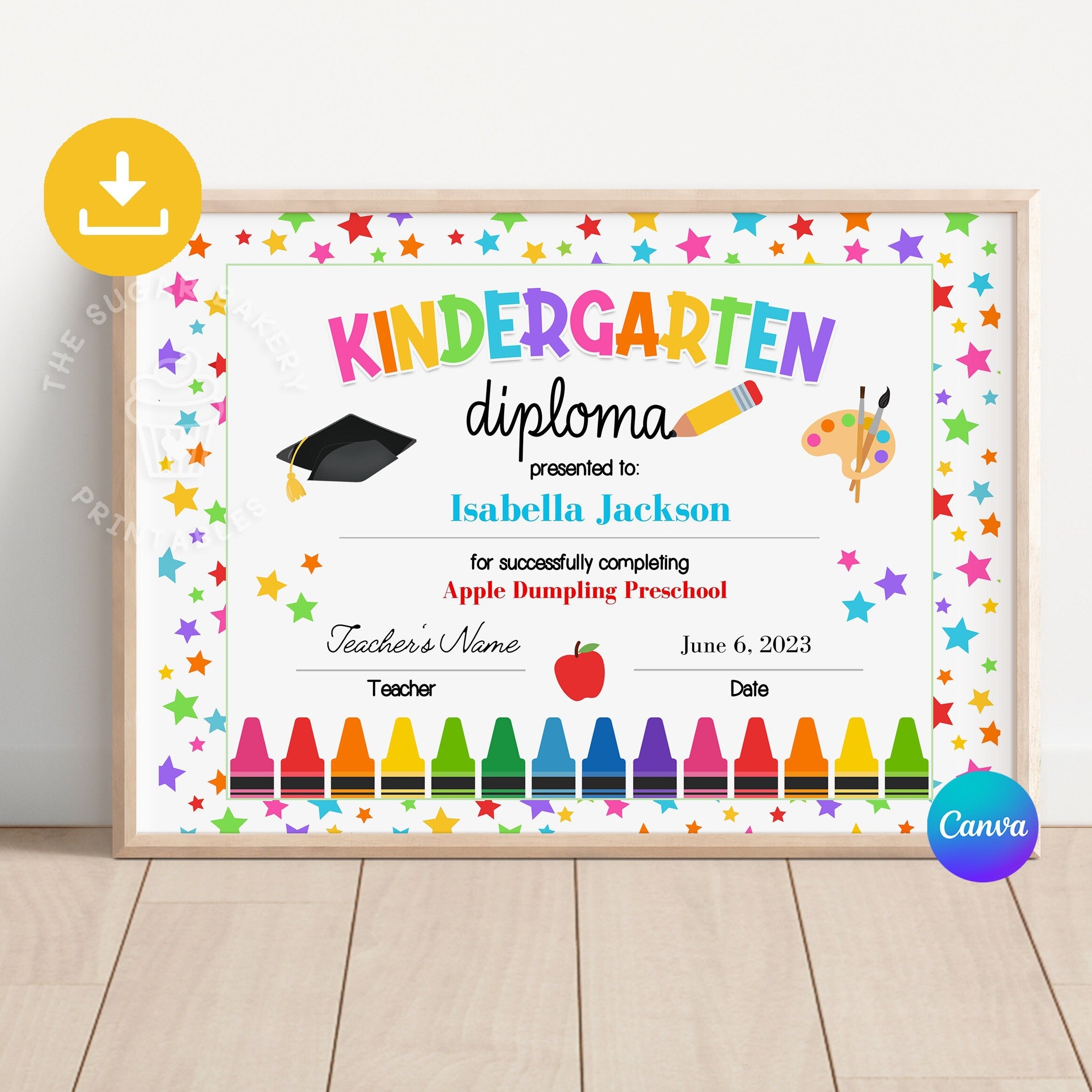 Editable Kindergarten Diploma Kindergarten Graduation Diploma 