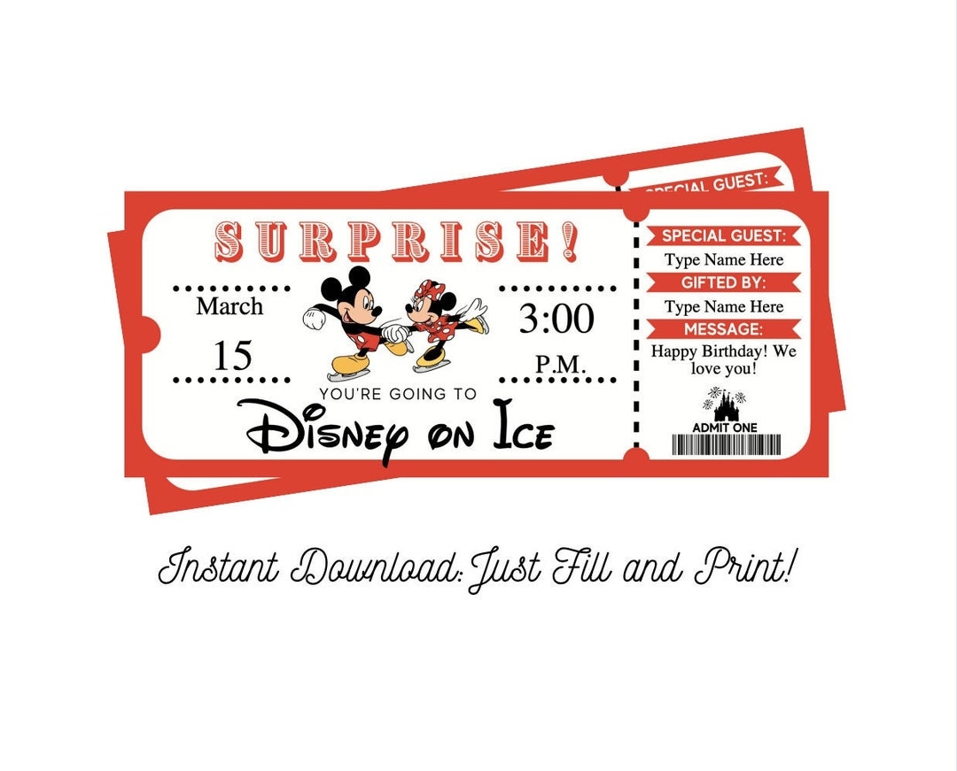 Editable Mickey On Ice Surprise Ticket INSTANT DOWNLOAD Surprise Trip Editable And Printable Digital File Fillable PDF Etsy Denmark