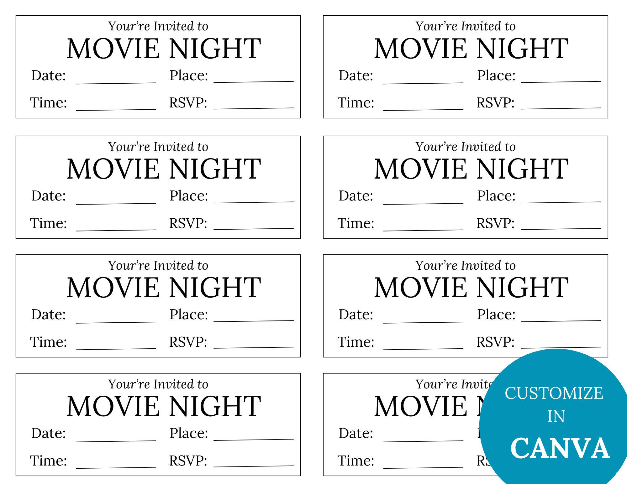 Editable Movie Event Ticket