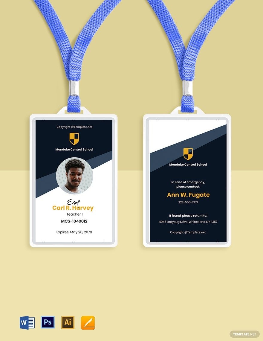 Editable School ID Card Templates In Illustrator To Download
