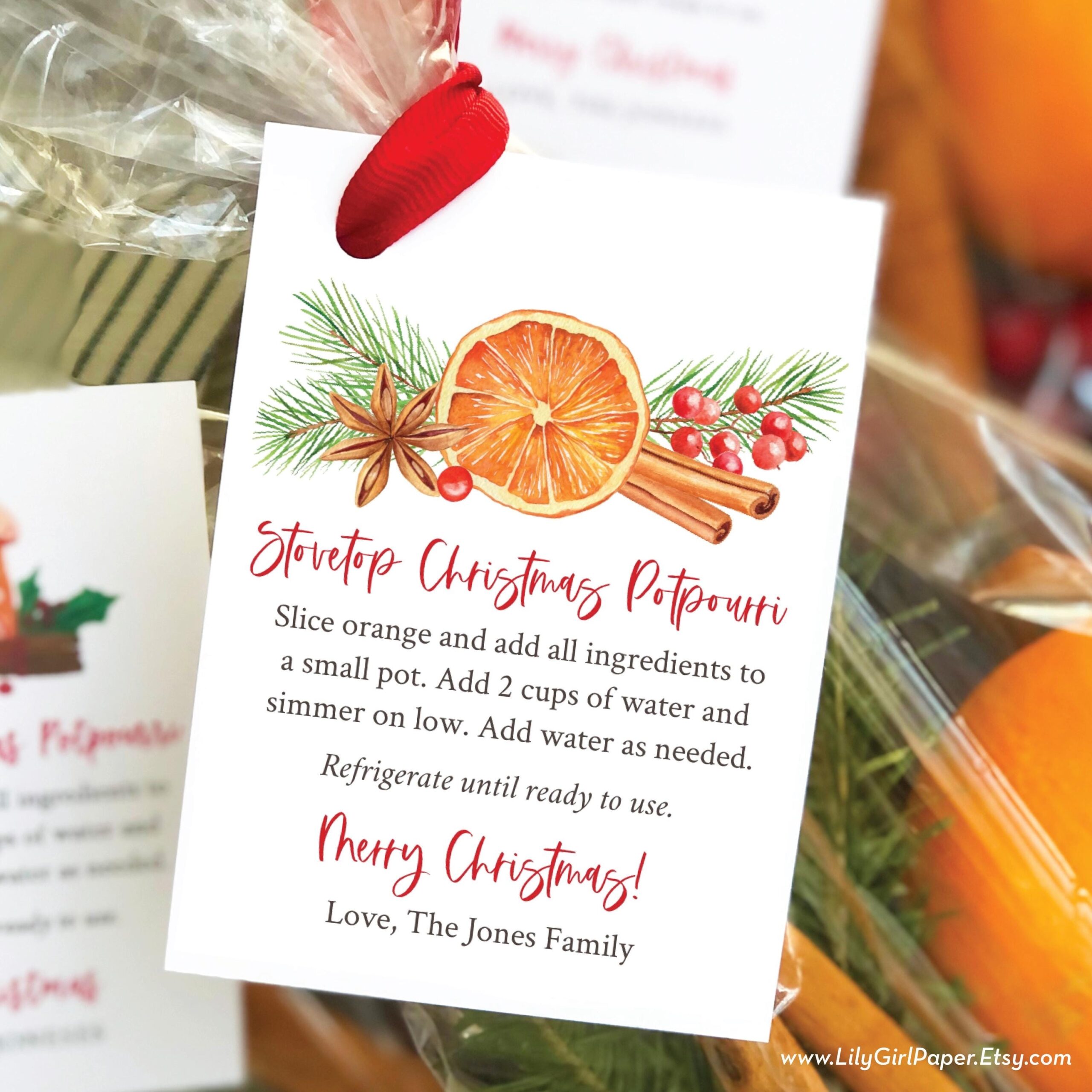 Editable Stovetop Potpourri Christmas Gift Tag Simmer Pot 
