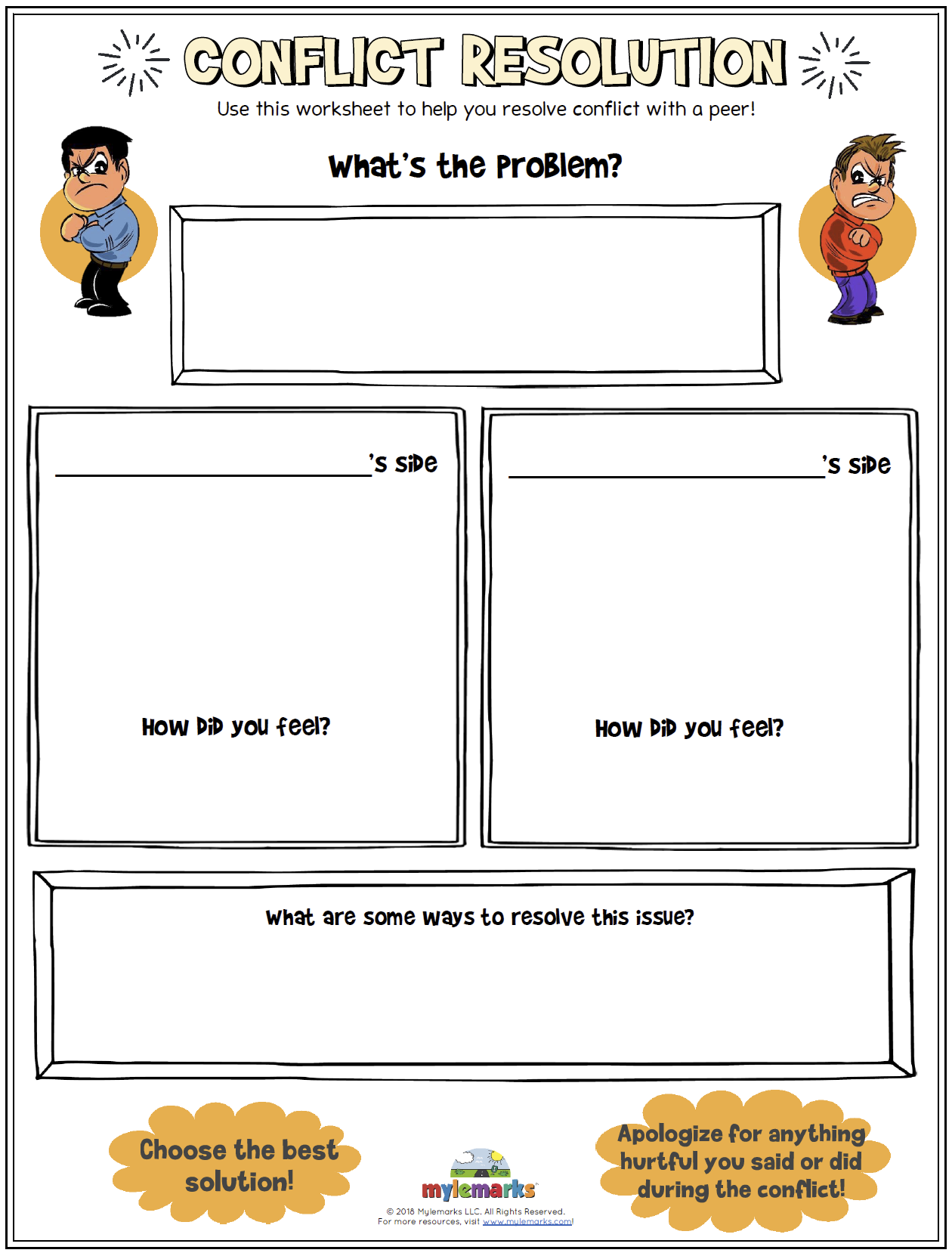 Free Printable Conflict Resolution Worksheets