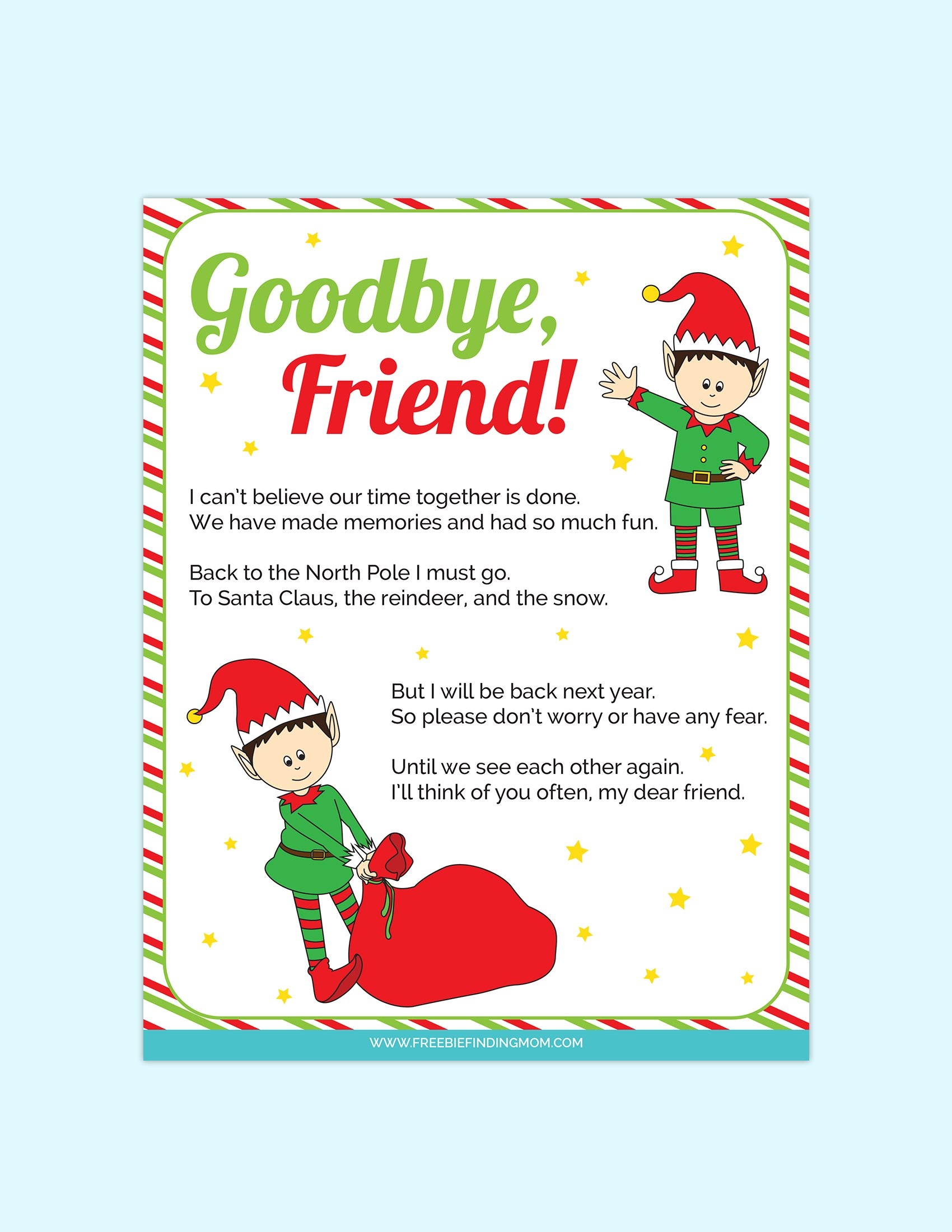 Elf On The Shelf Goodbye Letter Free Printable Freebie Finding Mom Worksheets Library