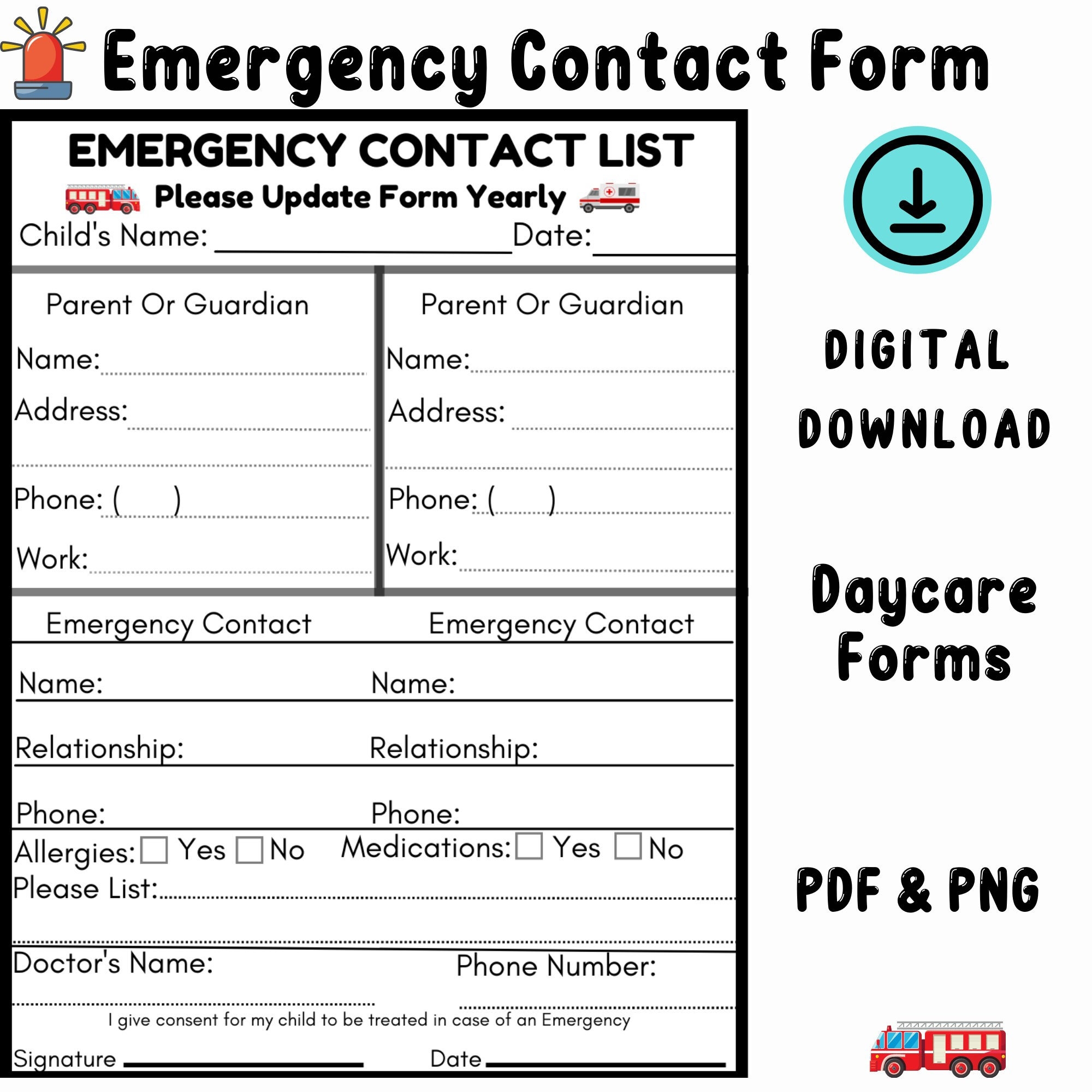 Free Printable Emergency Contact Form