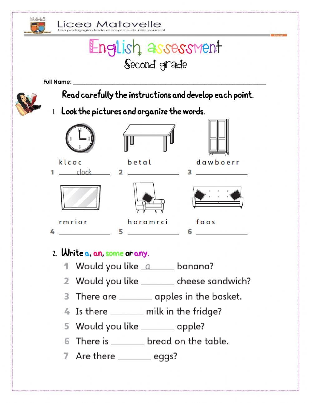 Free Printable Grade Level Assessment Test