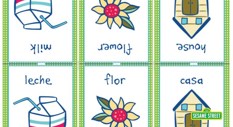 English U0026 Spanish Printable Flash Cards Sesame Street PBS LearningMedia