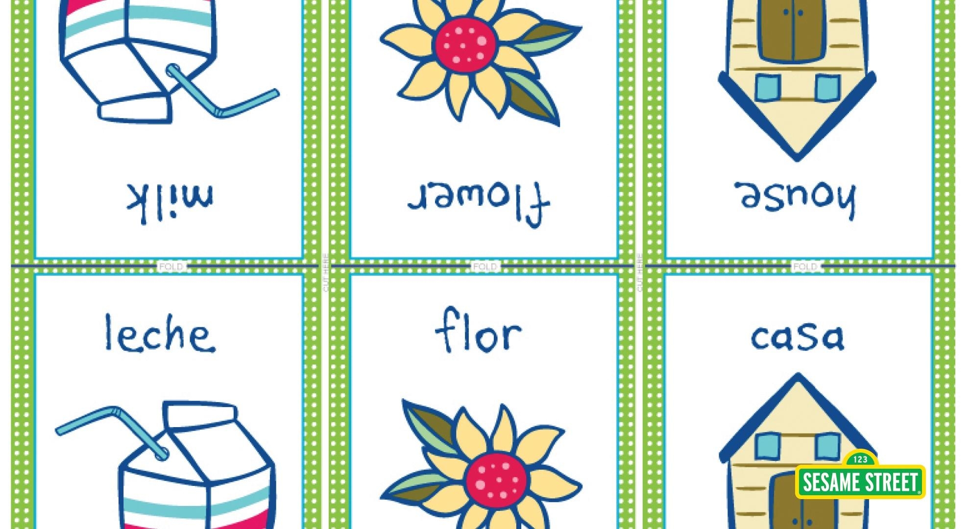 English U0026 Spanish Printable Flash Cards Sesame Street PBS LearningMedia