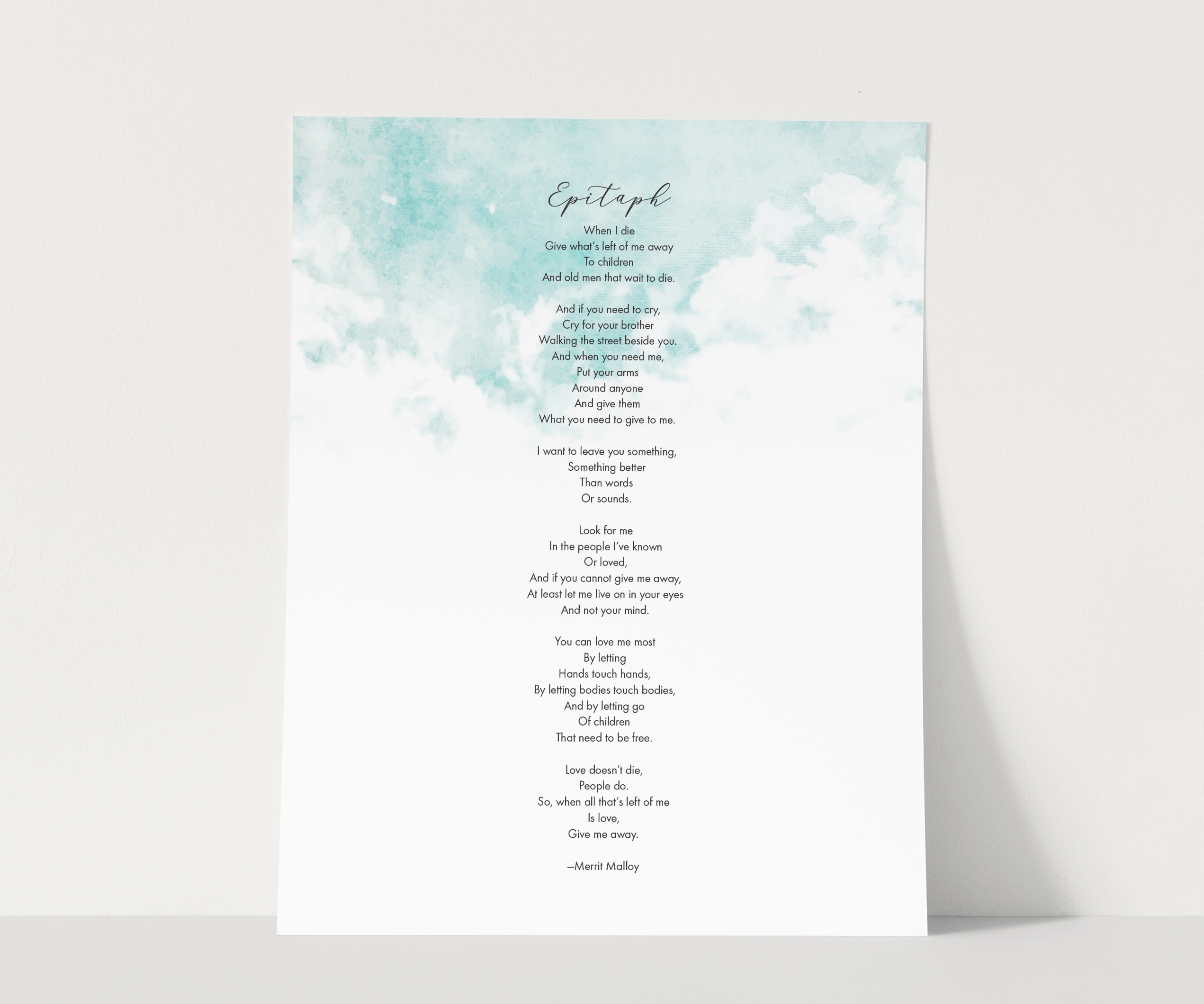 Epitaph By Merrit Malloy Poem Print NCIS Cherished Prints