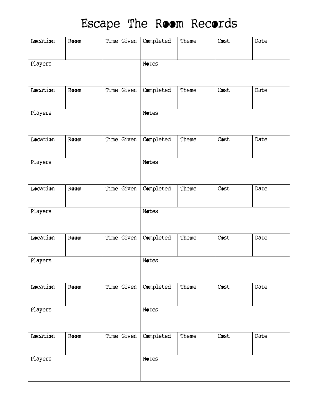 Escape Room Printable Free