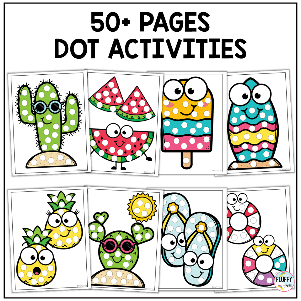 Exciting 50 Pages Summer Dot Printable Activities FluffyTots