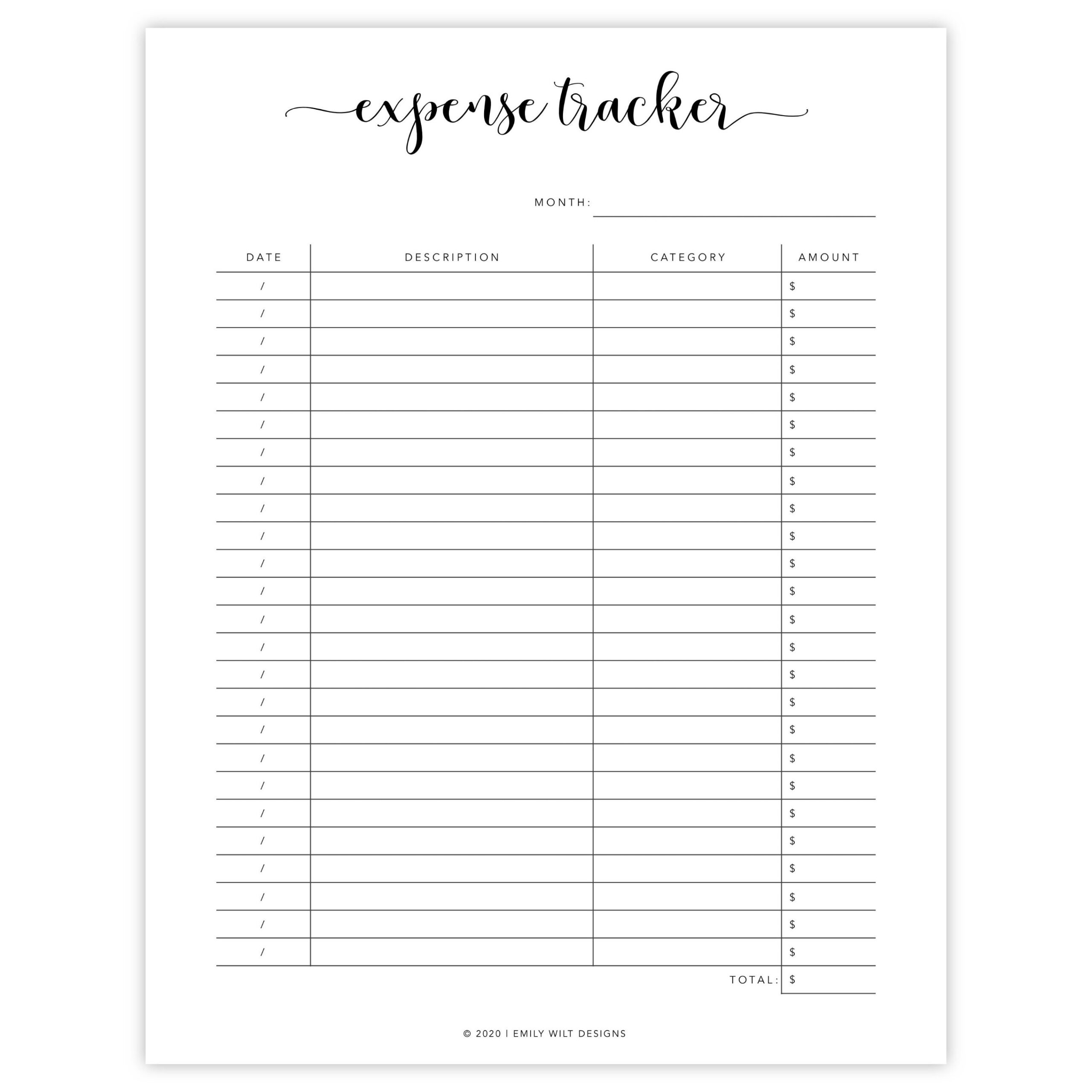 Expense Tracker Printable Expense Tracking Spending Log Spending Tracker Budget Printables Finance Binder Finance Printable