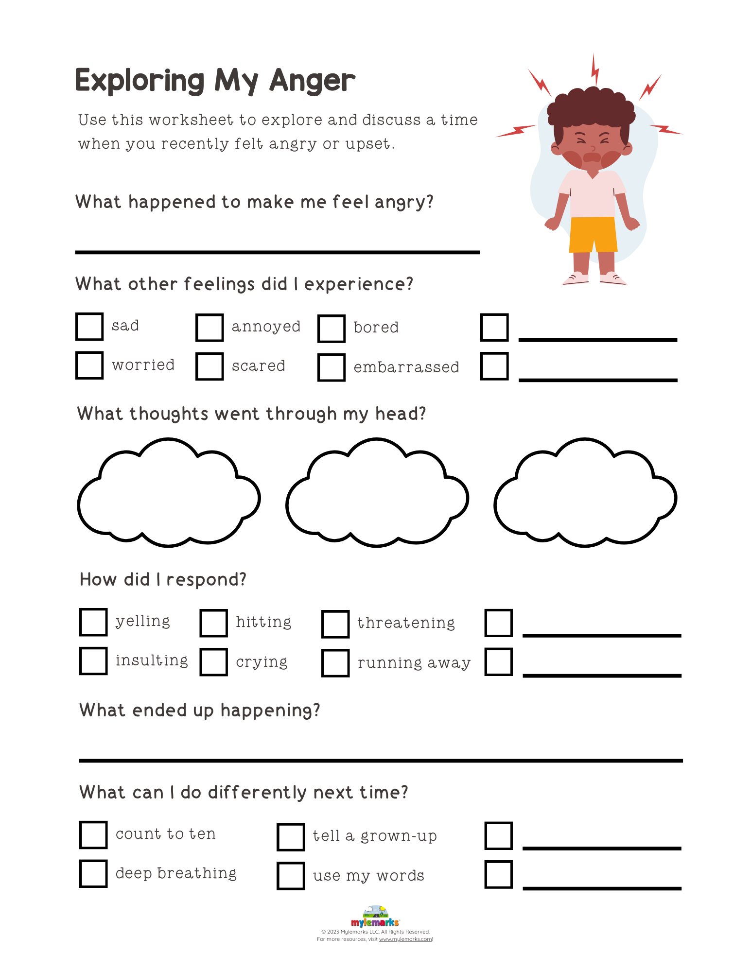 Free Printable Anger Management Worksheets