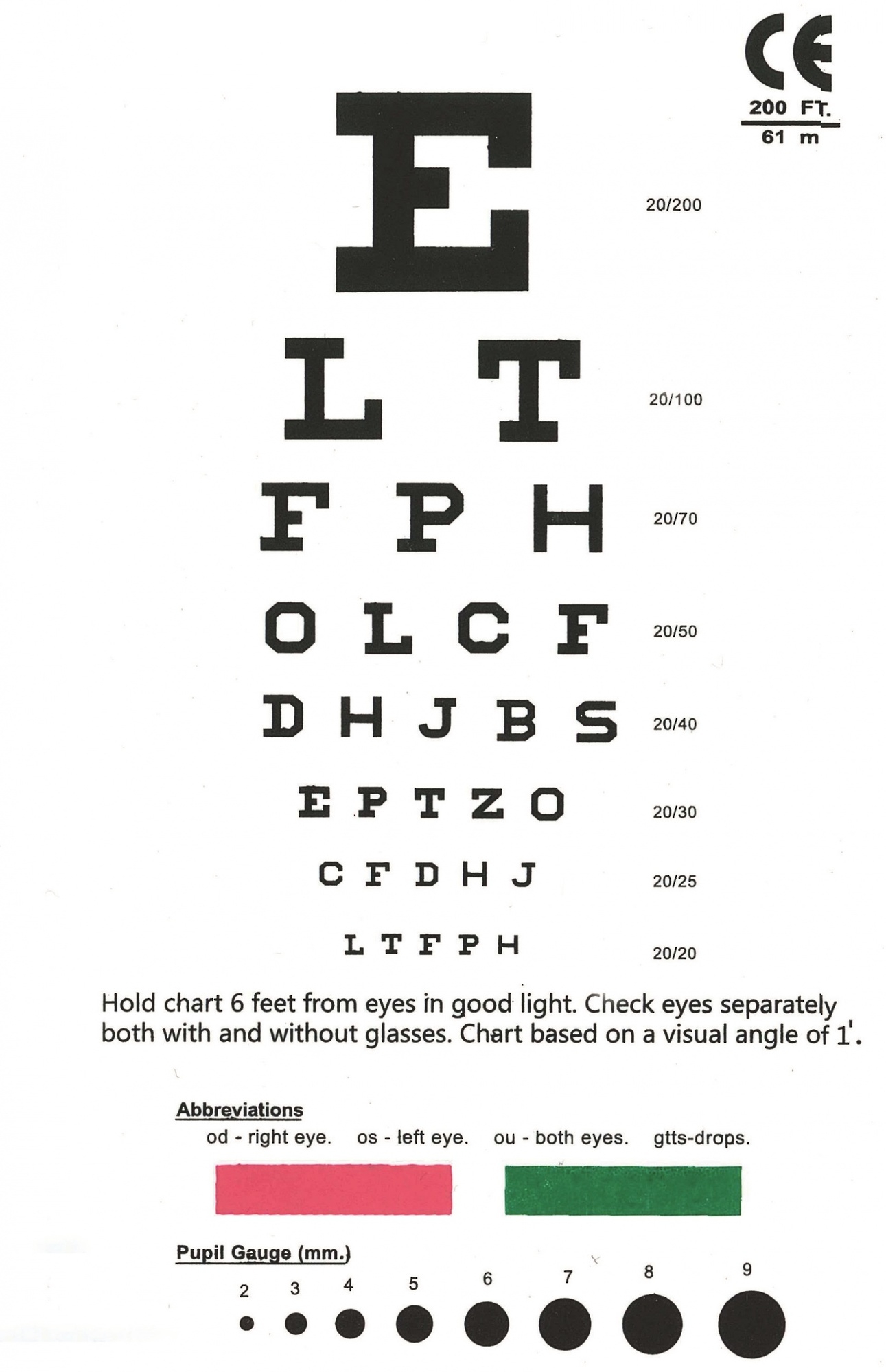 Eye Chart Snellen Pocket Eye Chart Worksheets Library