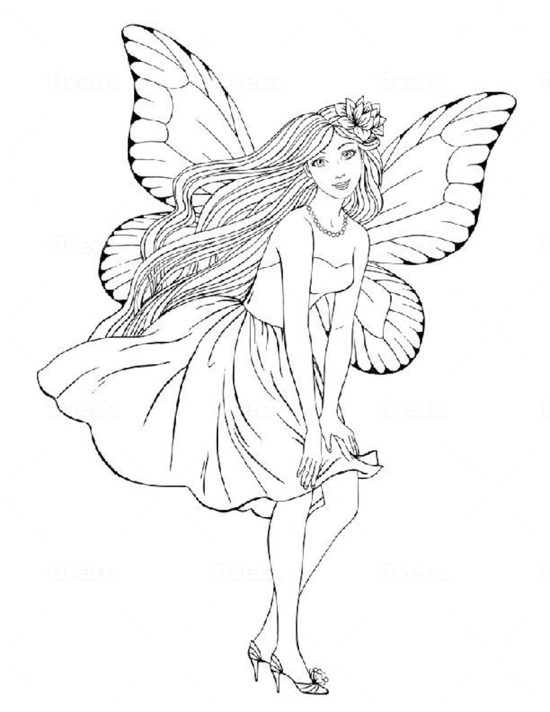 Fairy Coloring Page Printable Coloring Sheet Instant Download 