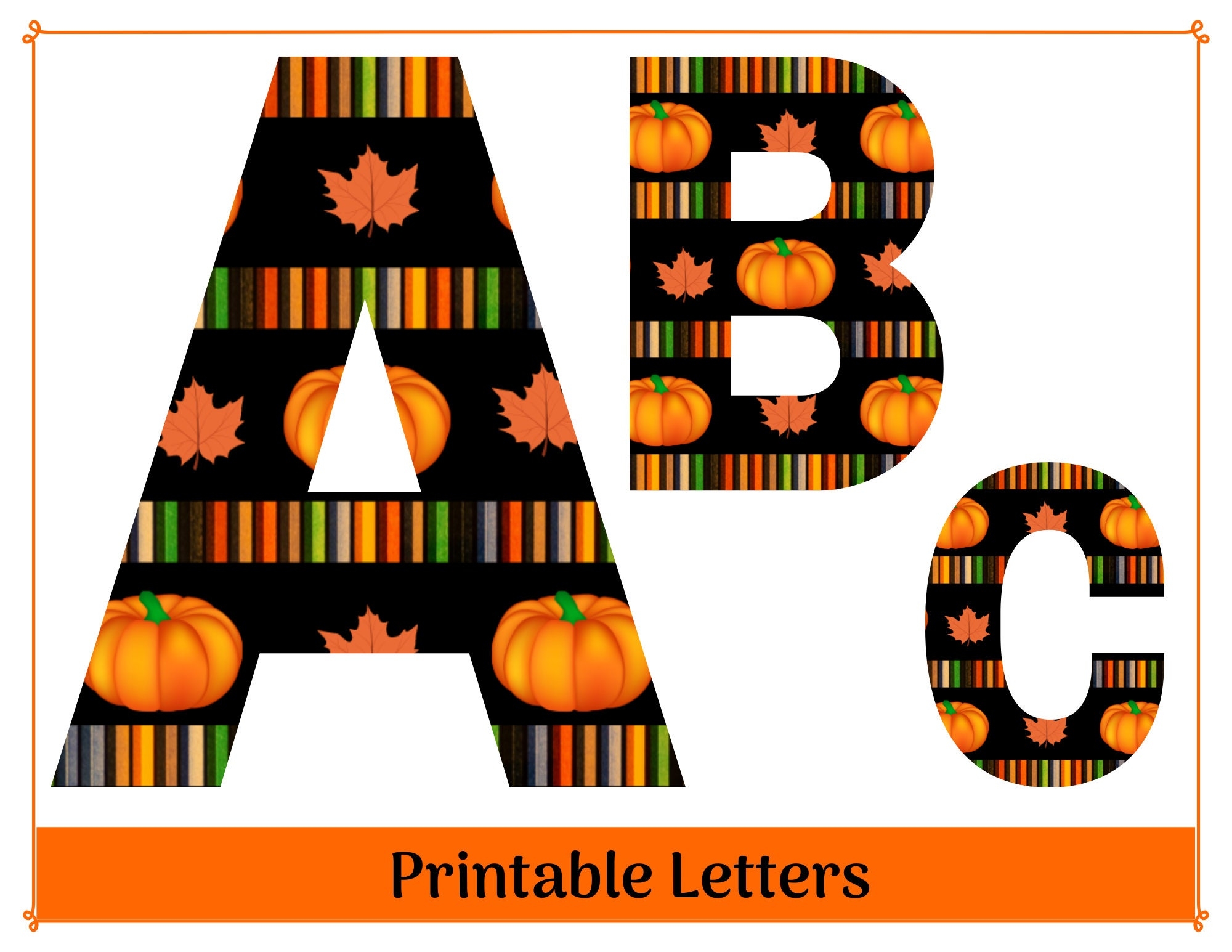 Fall Pumpkin Alphabet Clip Art Letters A Z Numbers 0 9 Printable Worksheets Library