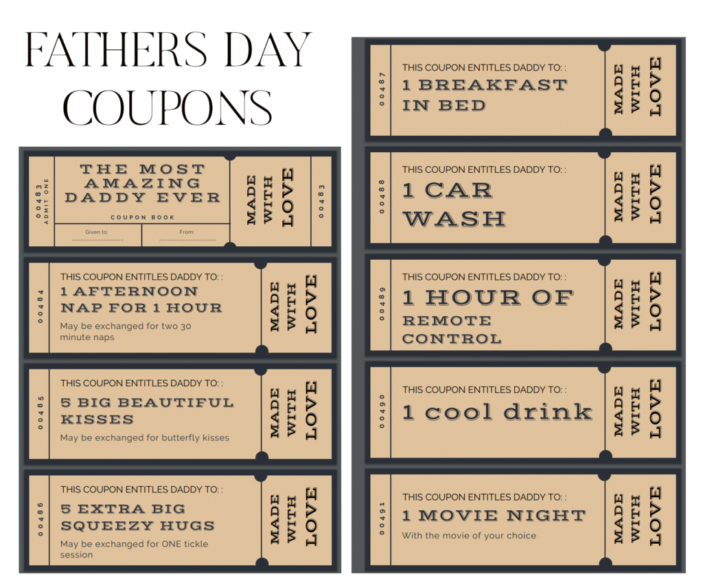 Fathers Day Coupon Book FREE 