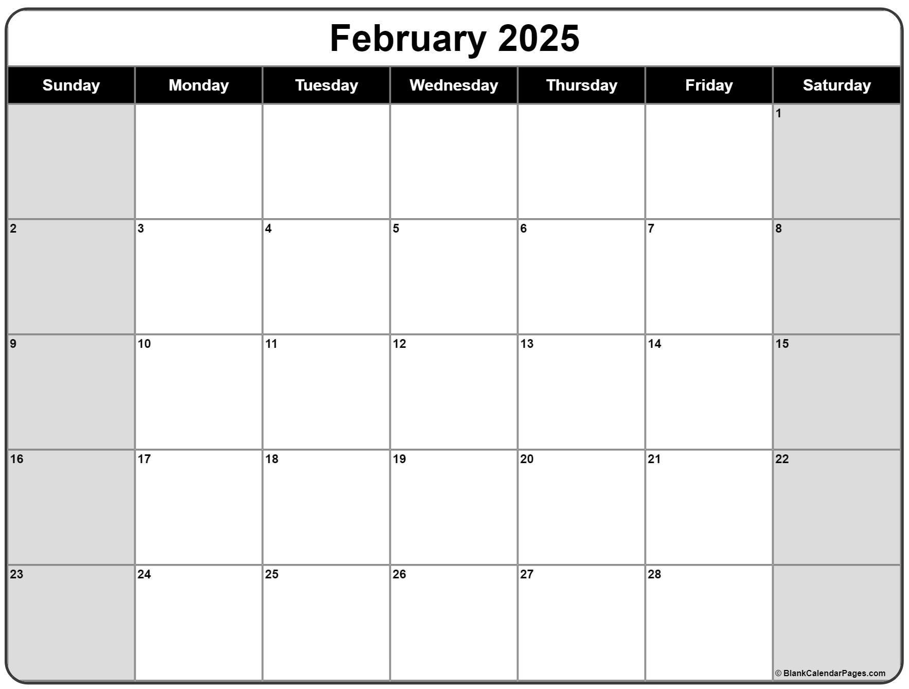 February 2025 Calendar Free Printable Calendars