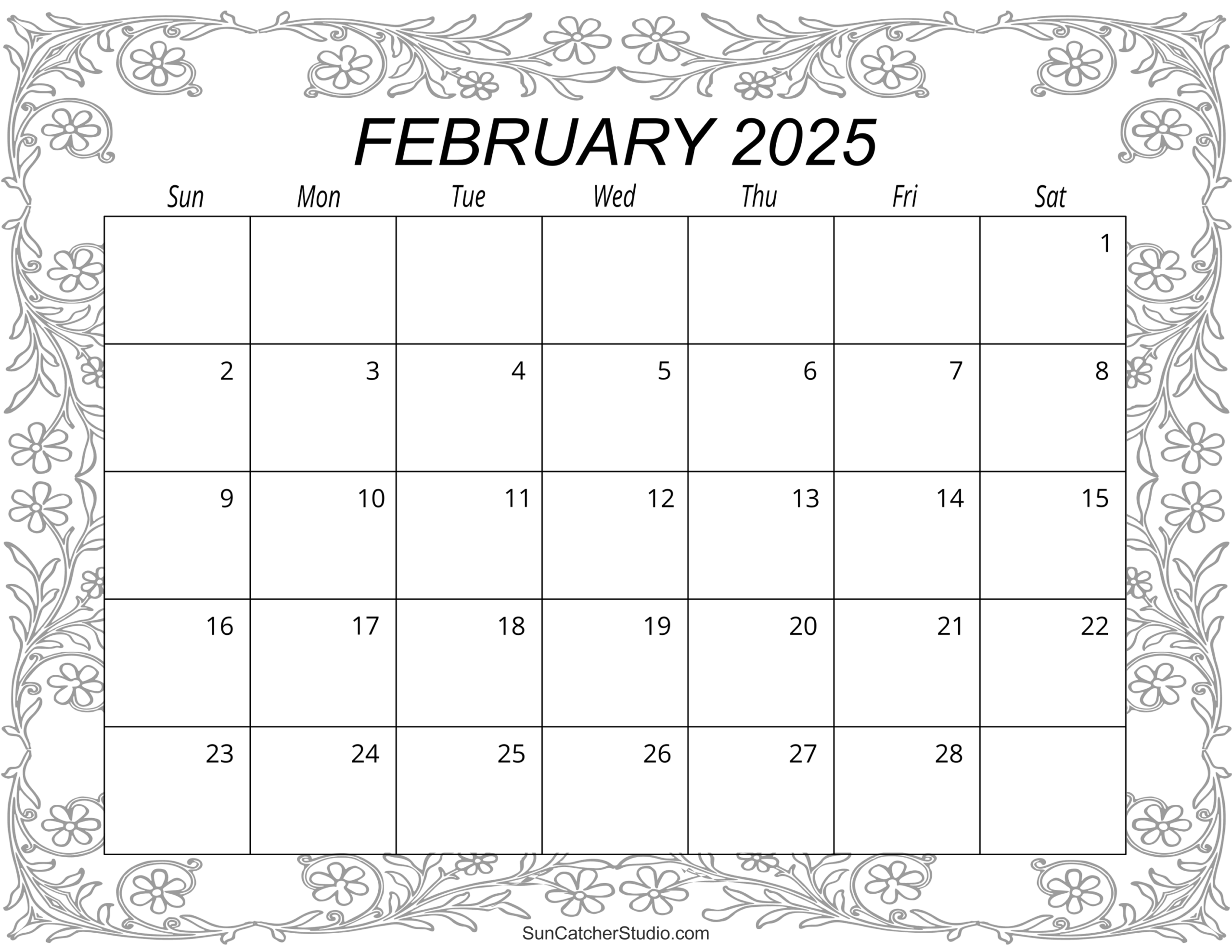 February 2025 Calendar Free Printable Free Printables 