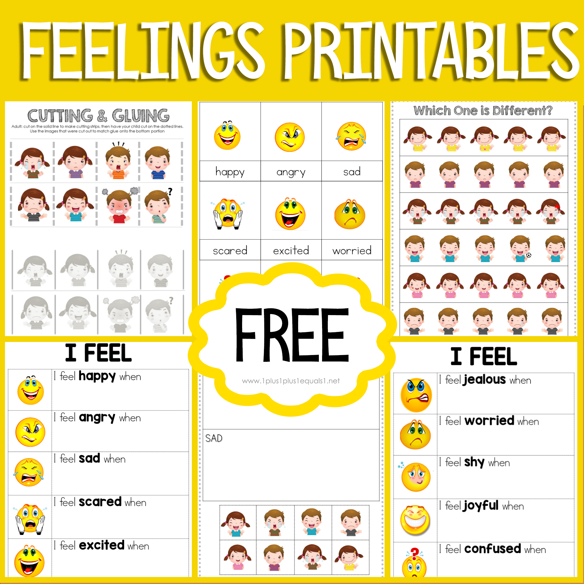 Feelings Printables For Kids 1 1 1u003d1