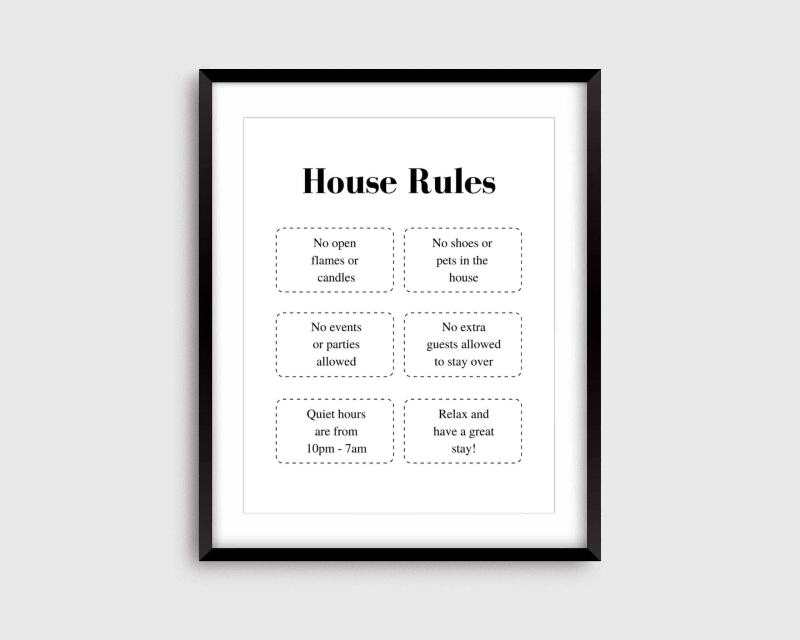 Fillable Airbnb House Rules Sign House Rules Printable Template 