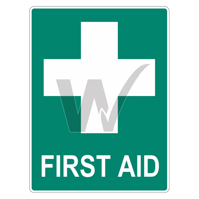 First Aid Sign Self Stick Vinyl Poly Metal 3mm Flute First Aid Sticker