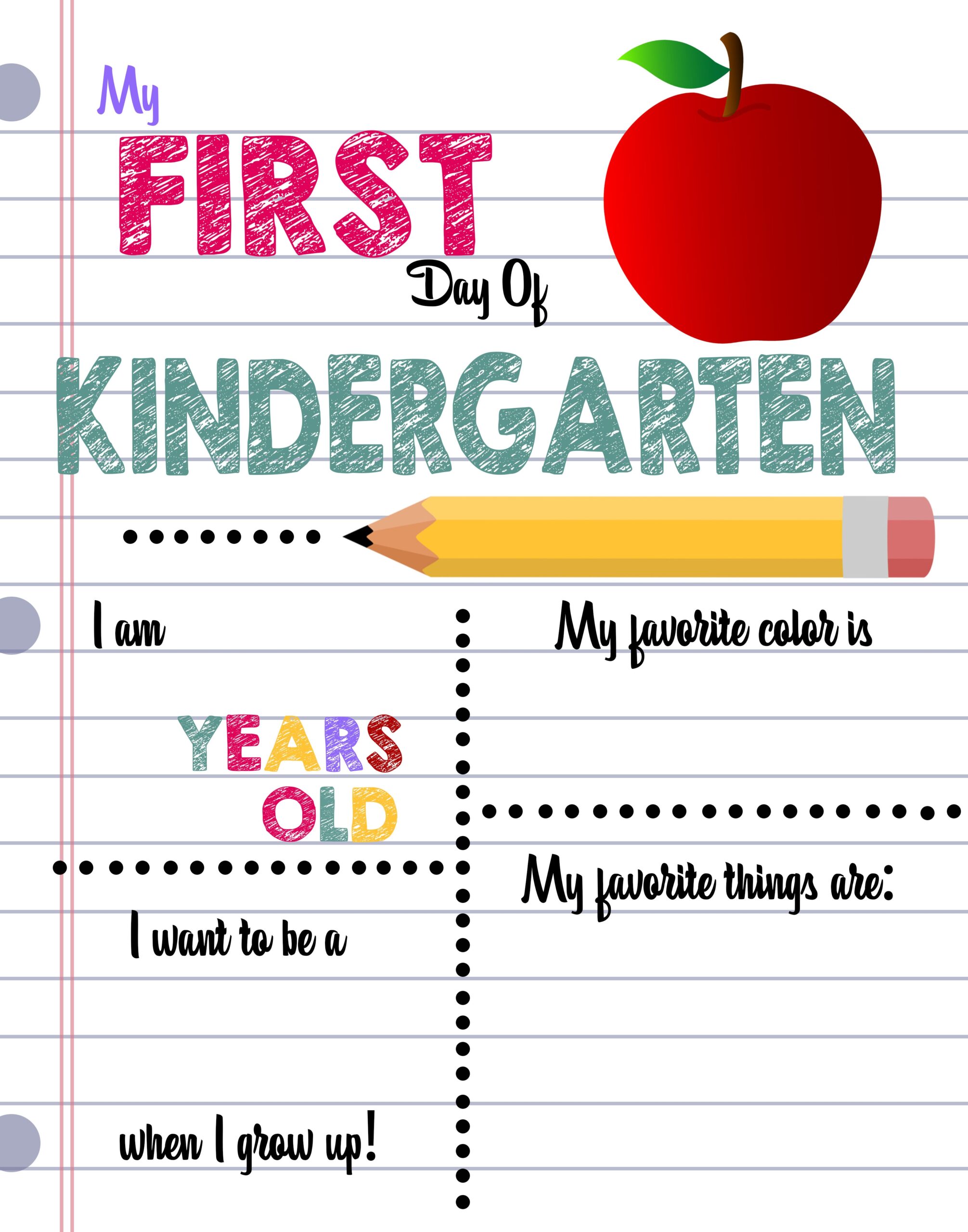 Free First Day Of School Printables