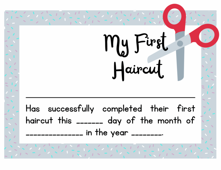 First Haircut Free First Haircut Certificate Printable 
