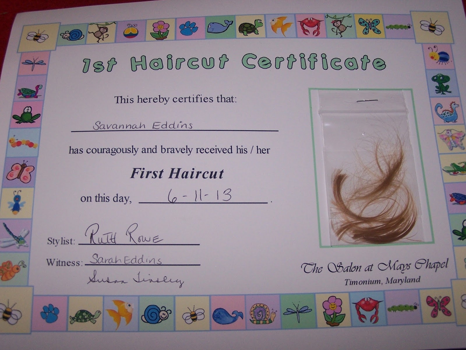 My First Haircut Certificate Free Printable