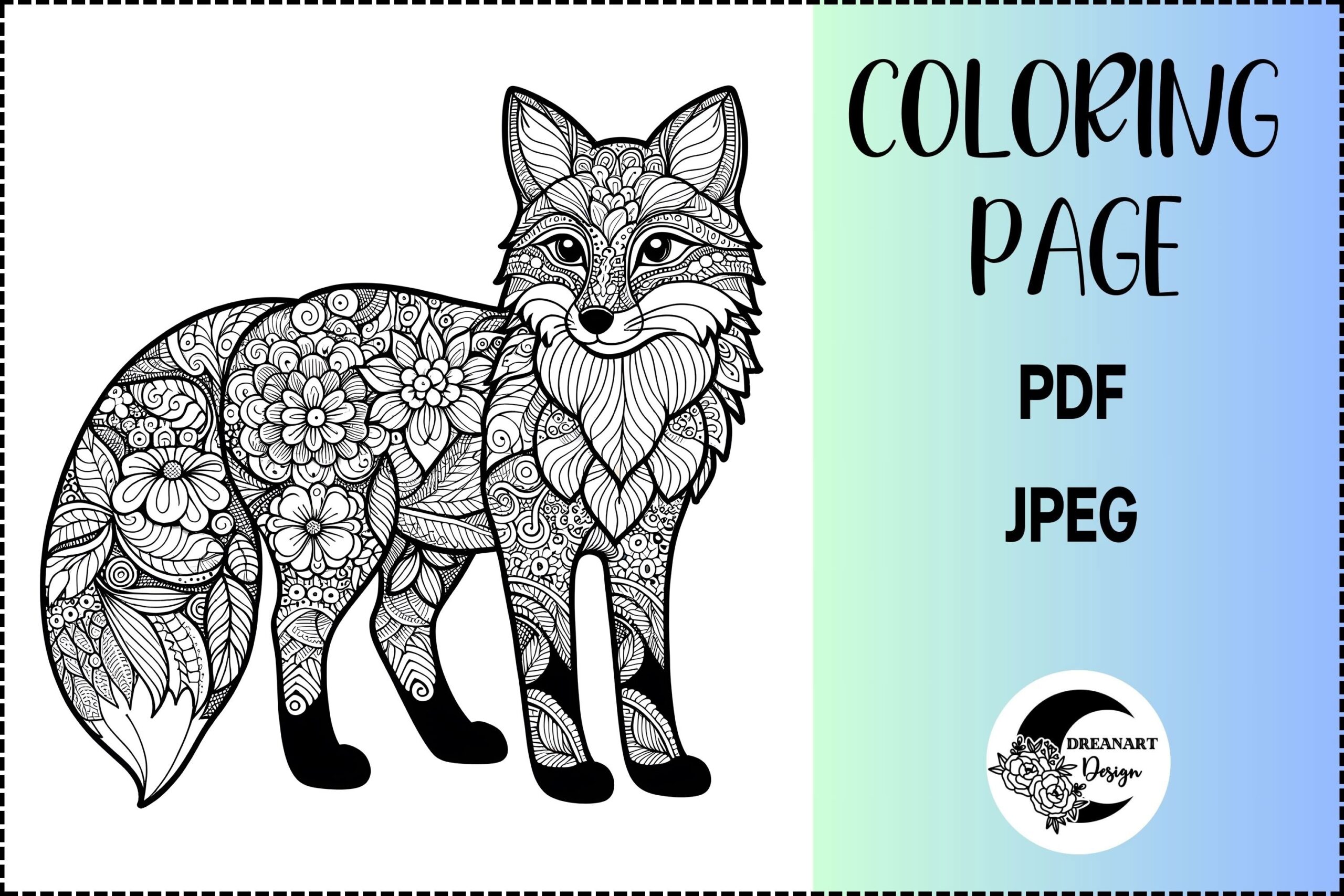 Floral Fox Coloring Page Printable PDF And JPEG 3256345 
