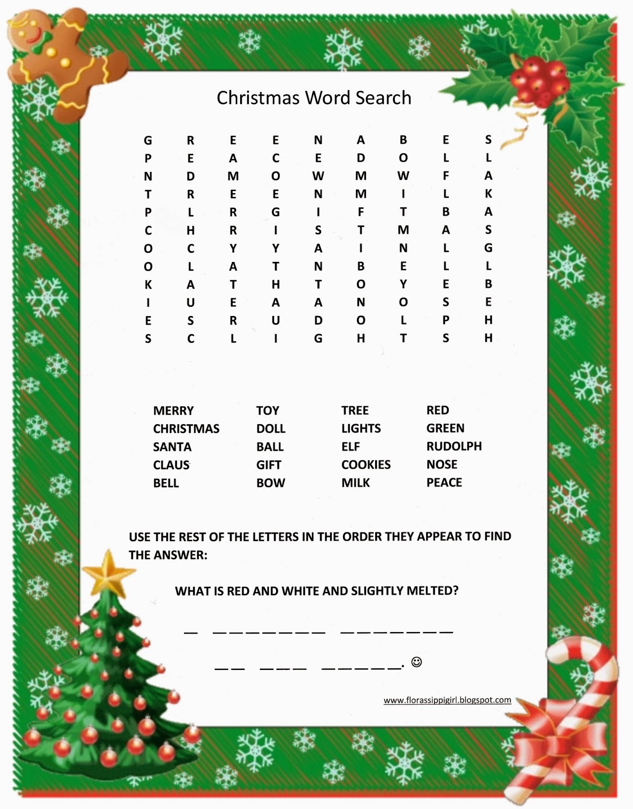 Free Printable Word Searches For Christmas