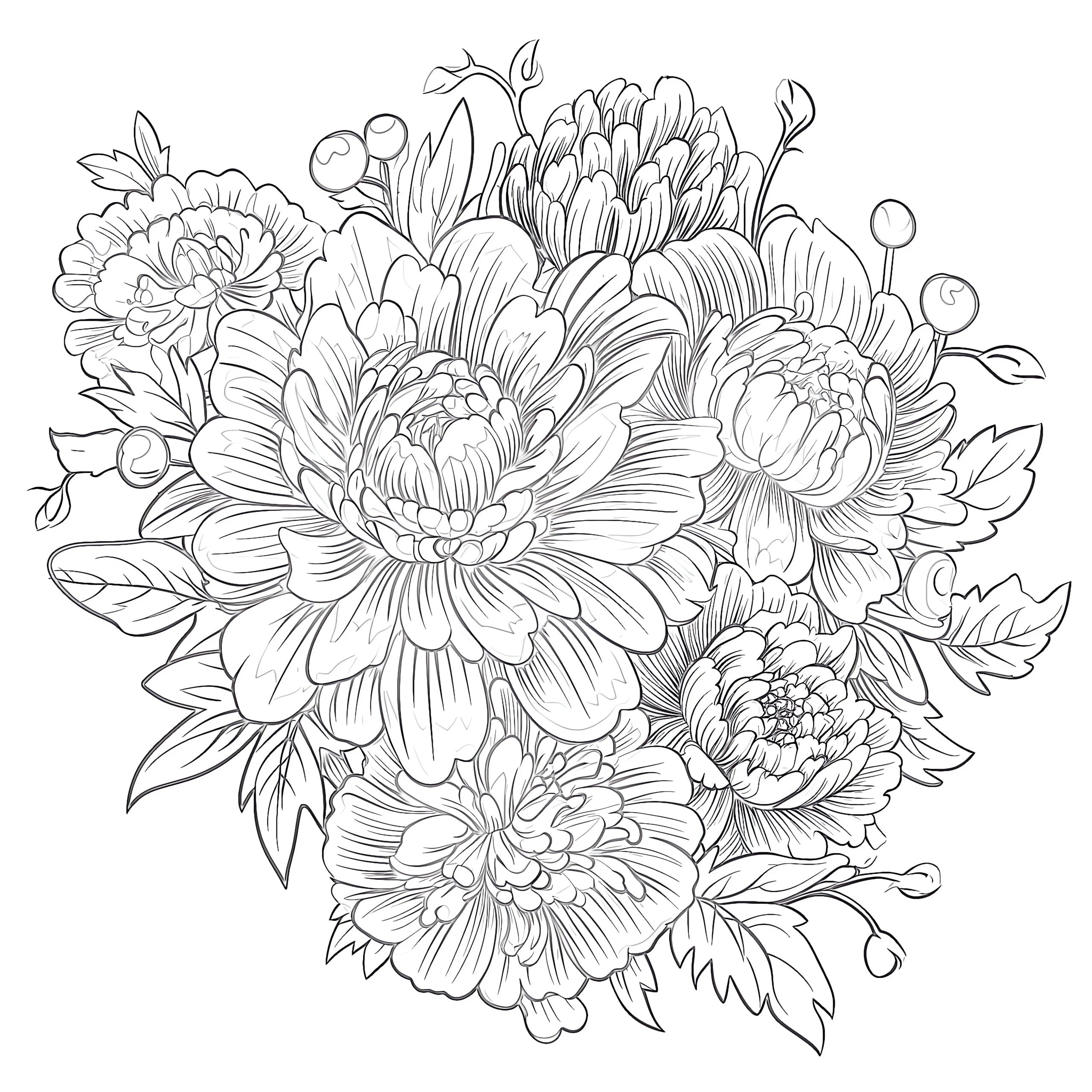 Flower Coloring Pages For Adults Coloring Pages Mimi Panda