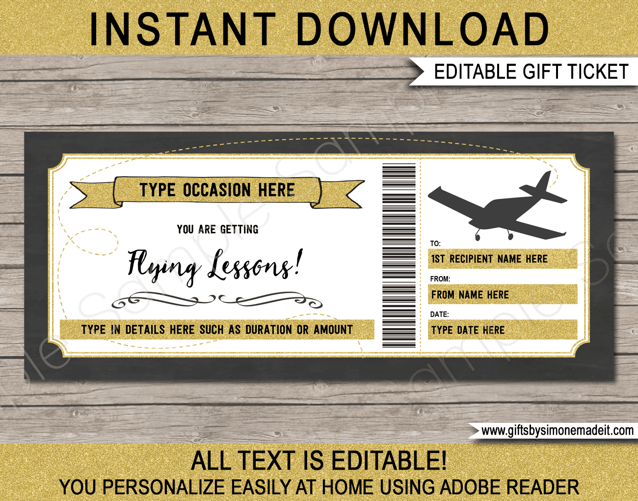 Flying Lessons Gift Voucher Template