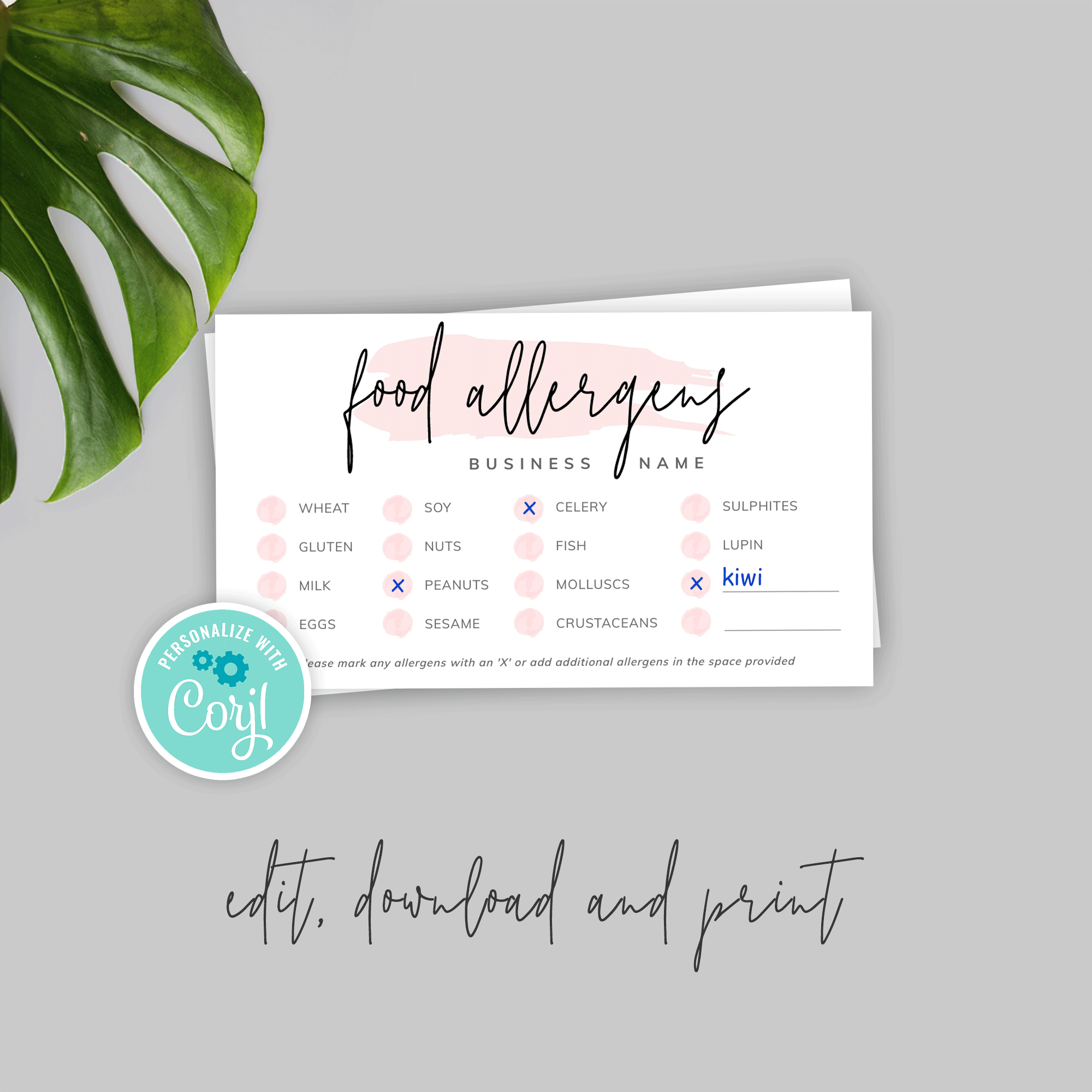 Free Printable Allergy Cards