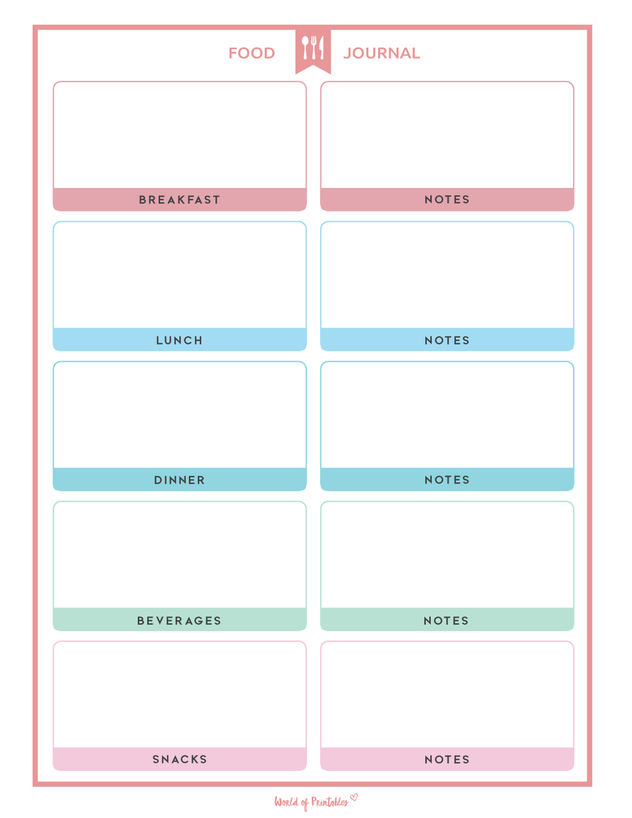 Food Journal Free Printable