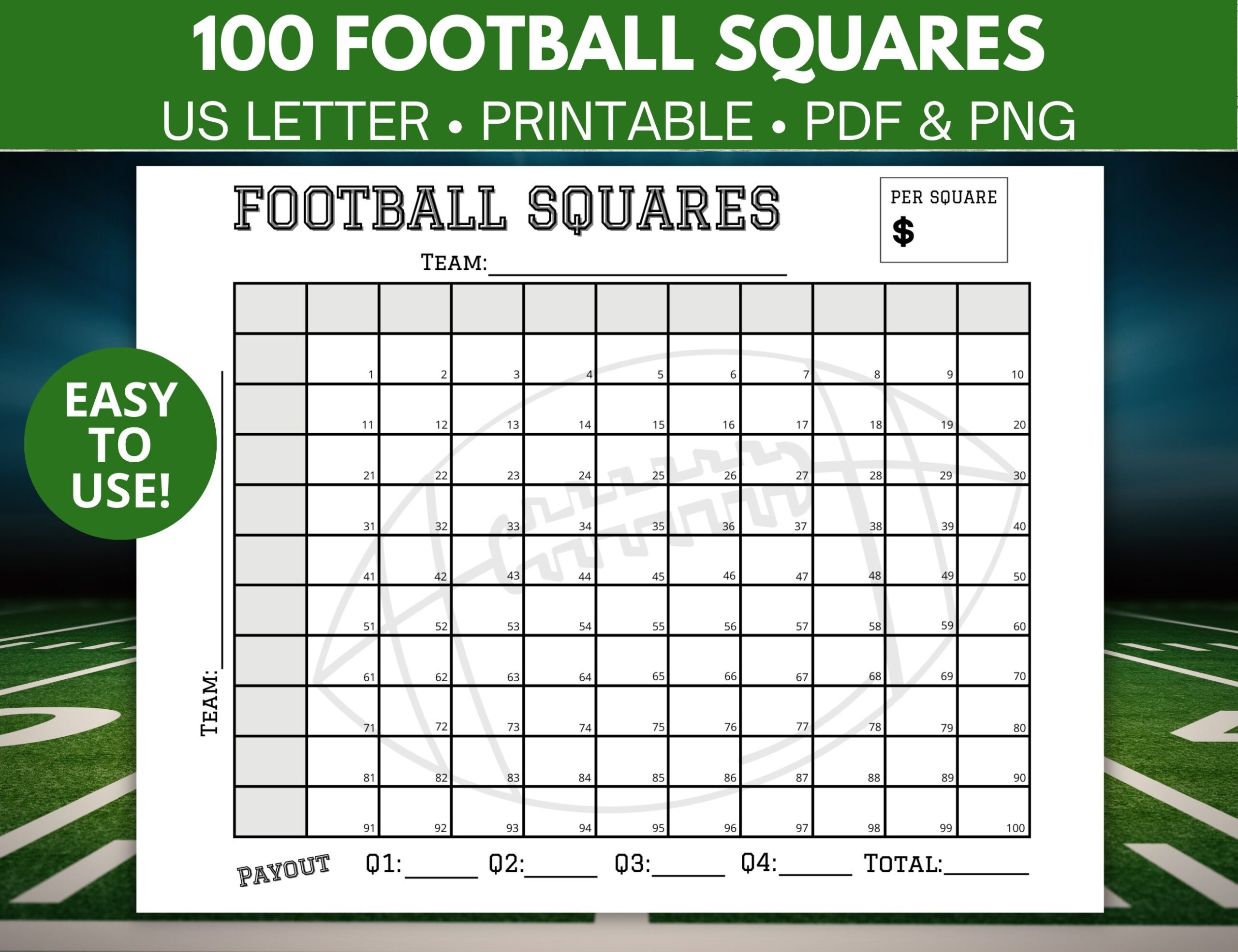 Excel Free Printable Football Squares Pdf
