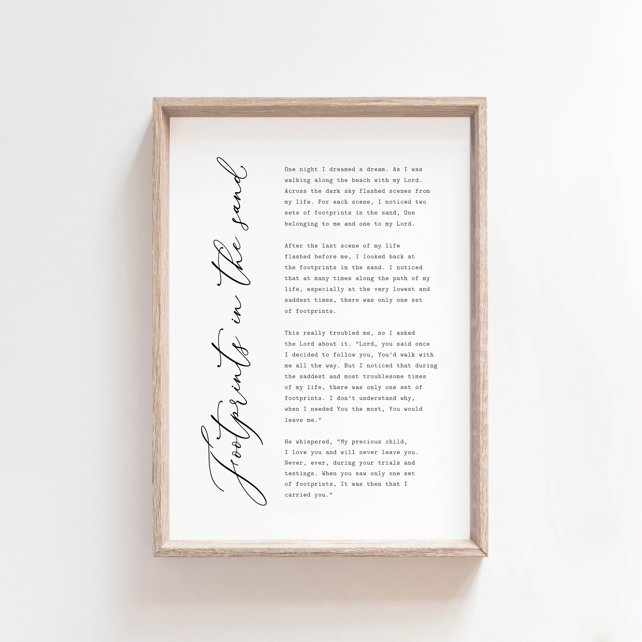 Footprints In The Sand Poem Christian Print Printable Religious 