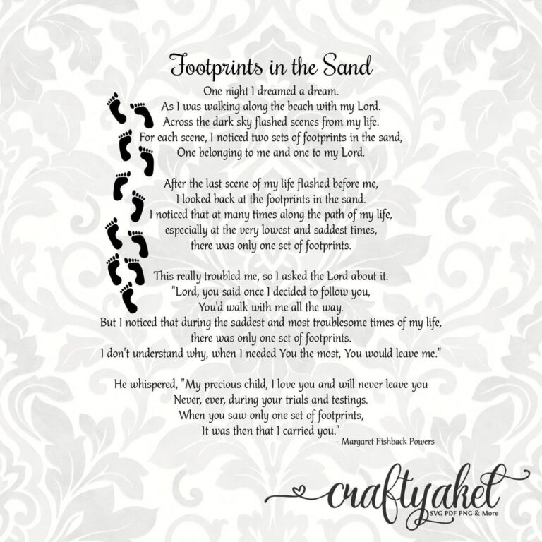 Footprints In The Sand Poem SVG PDF PNG Digital File Vector Graphic Etsy
