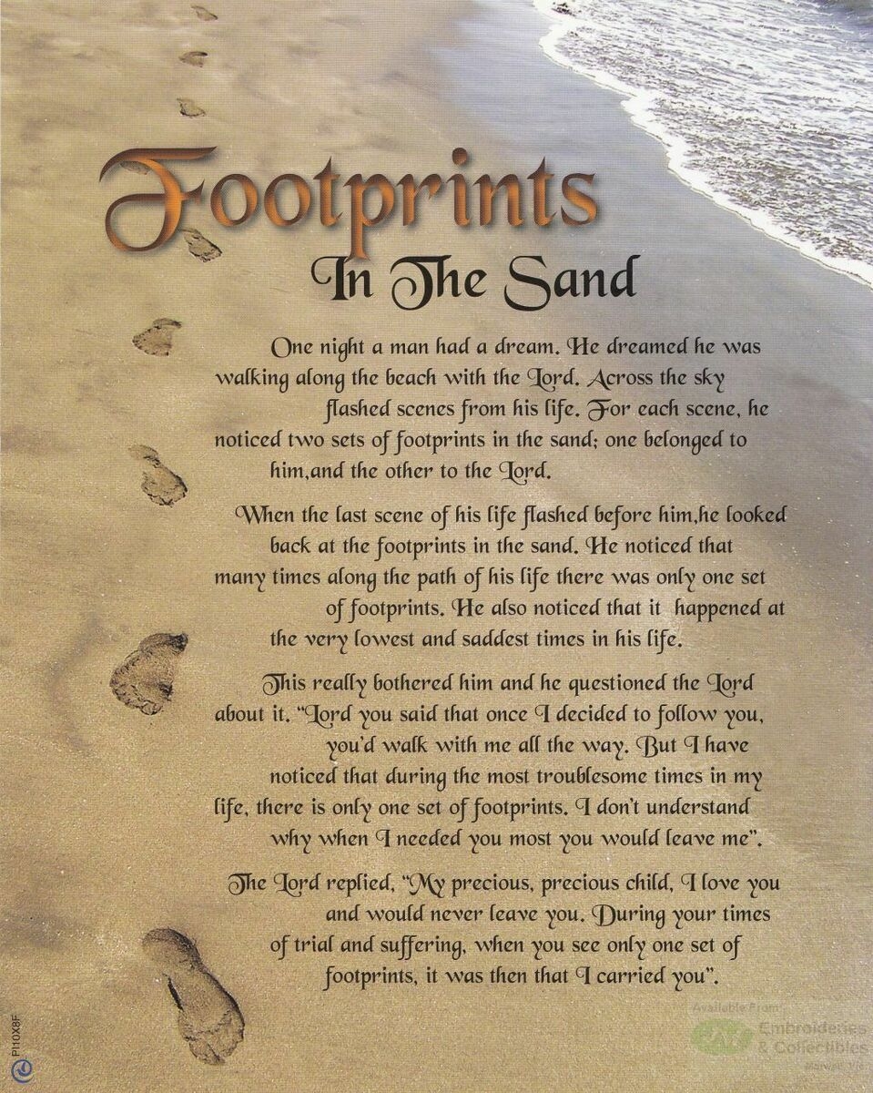 FOOTPRINTS In The Sand Religious Print 10