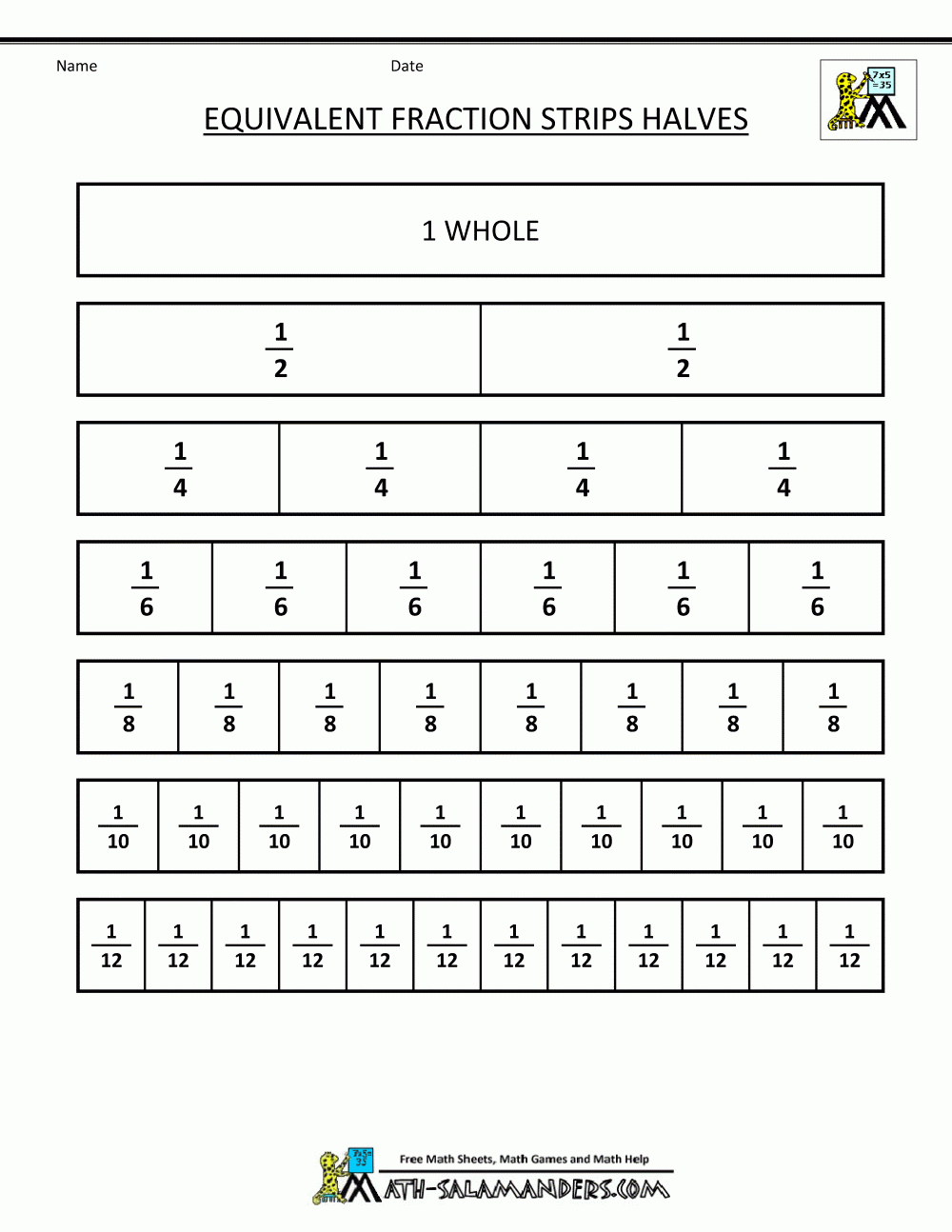 Free Printable Equivalent Fractions Worksheets