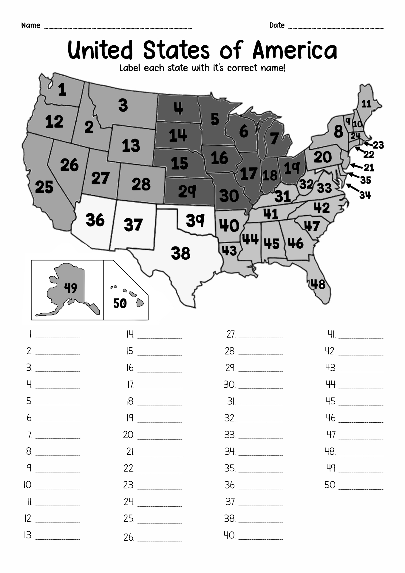 Free 50 States Worksheet Download Free 50 States Worksheet Png 