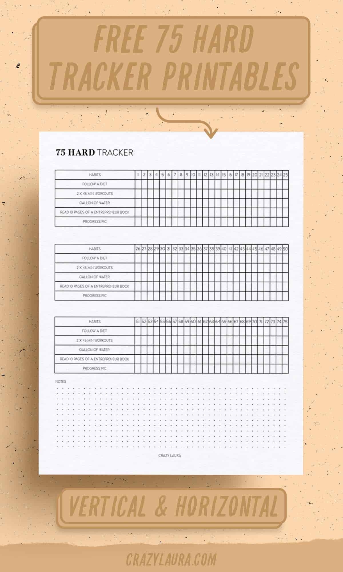 Free 75 Hard Tracker Printable With Two Versions For 2025