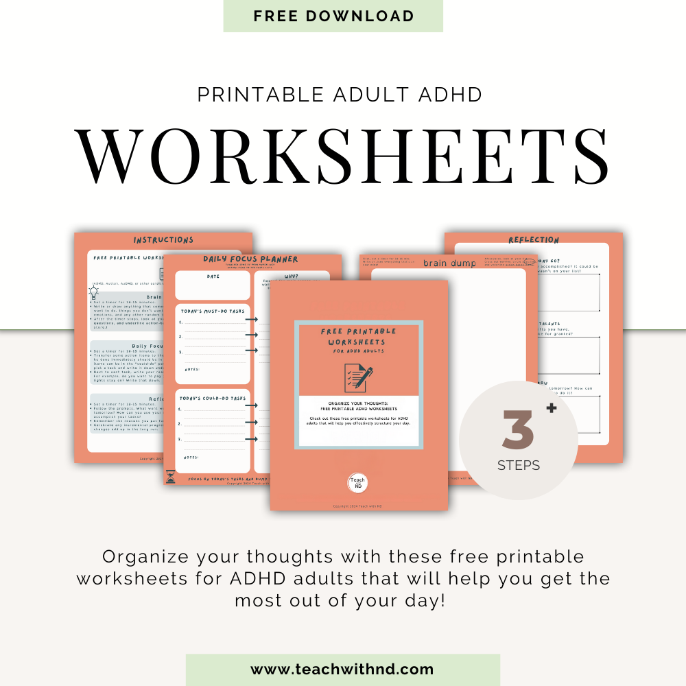 Free ADHD Worksheets For Adults