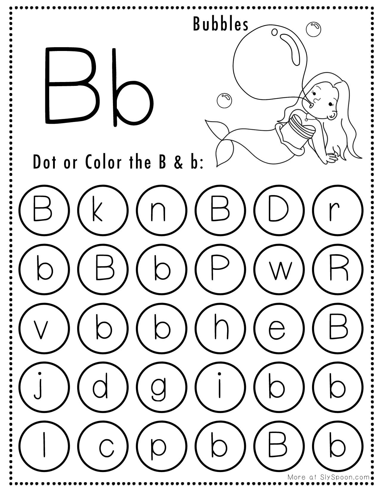 Free Alphabet Do A Dot Printables Worksheets Letter B Mermaid 