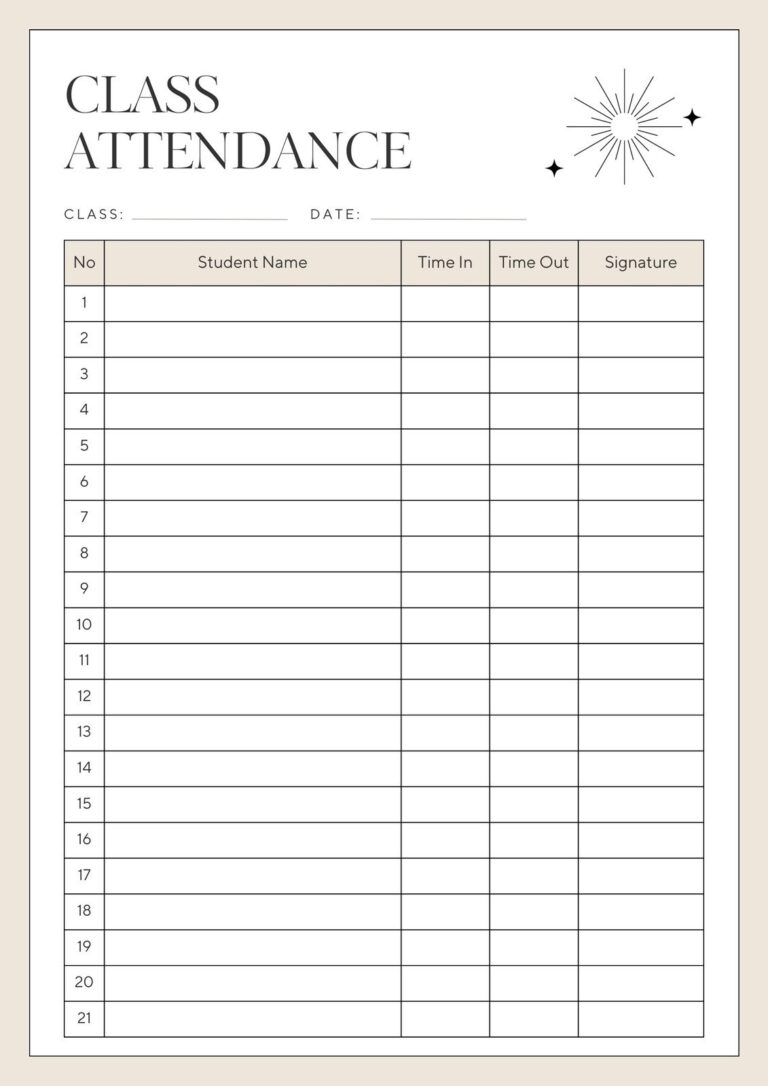 Free And Customizable Attendance Templates
