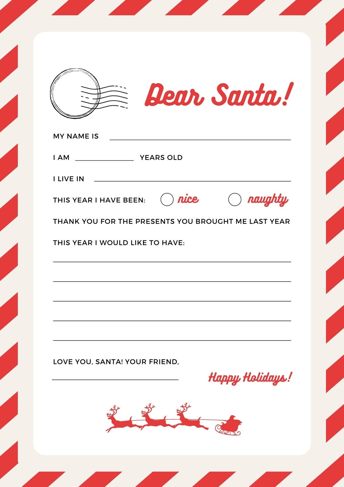 Free And Customizable Christmas Letter Templates Canva Worksheets Library