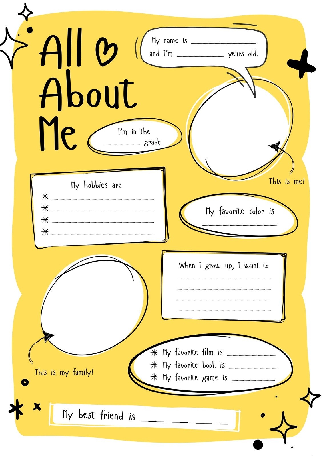 All About Me Free Printable Book