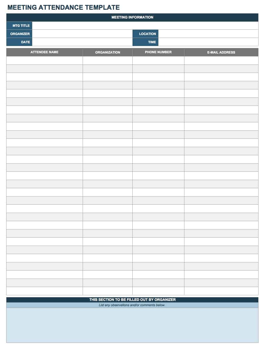 Free Printable Attendance Sheet Pdf